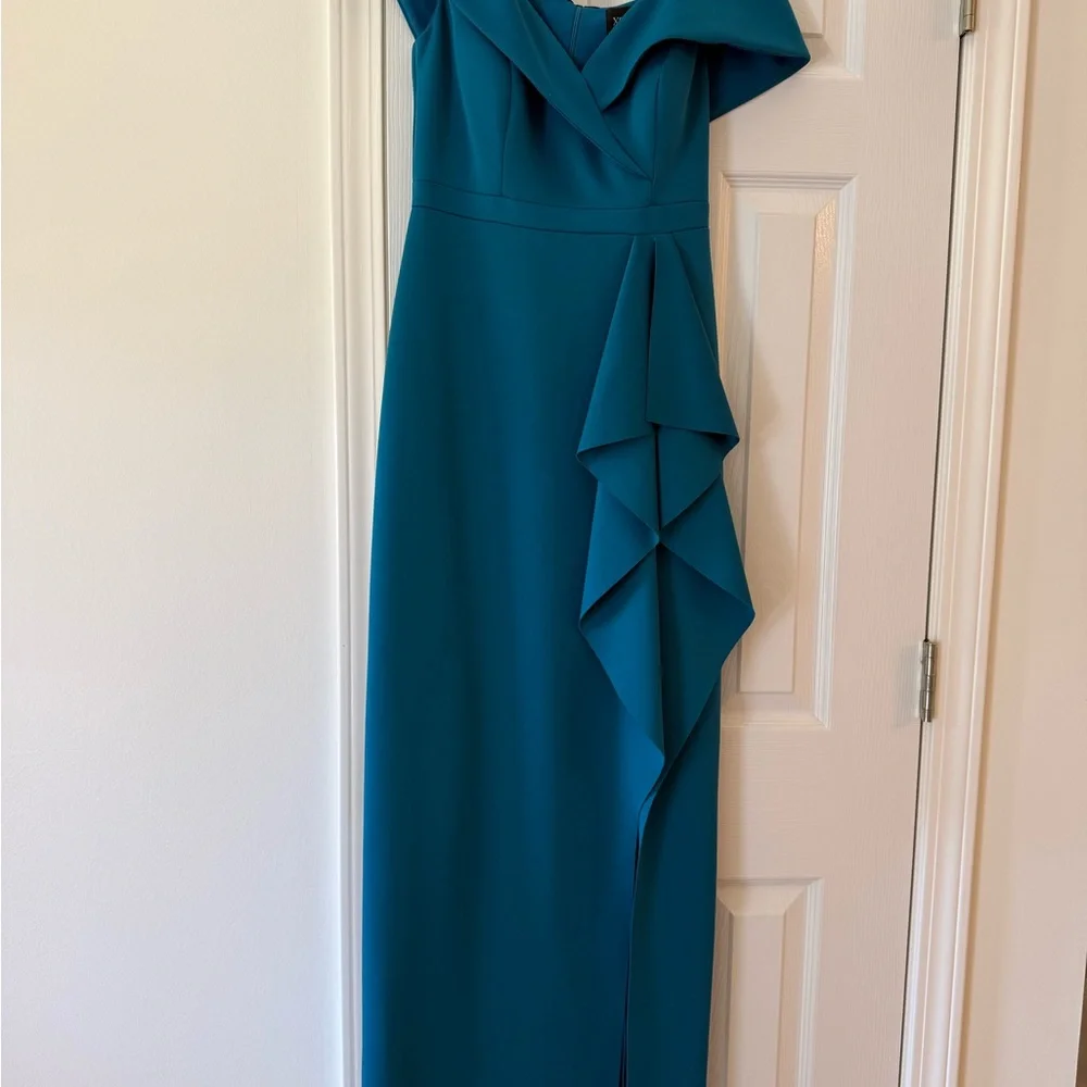 Xscape Teal Ruffle Gown - Picture 3 of 4
